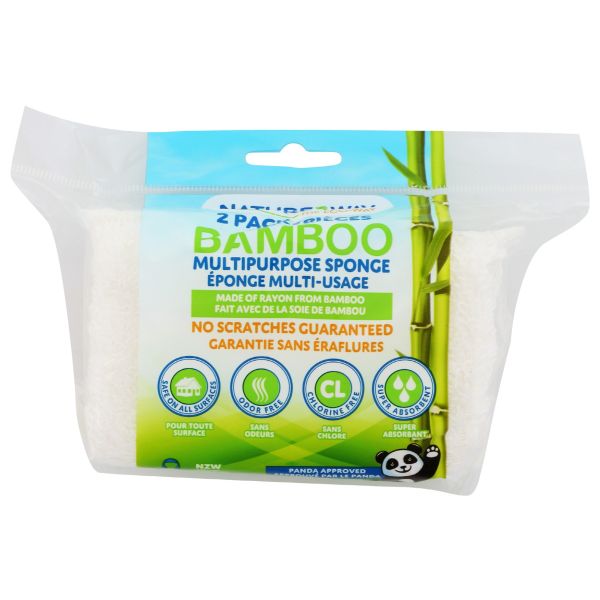 NATUREZWAY: Multi Purpose Bamboo Sponge 2 pk, 1 ea