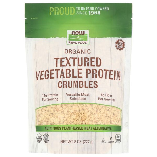 NOW: Textured Vegetable Protein Crumbles Organic, 8 oz