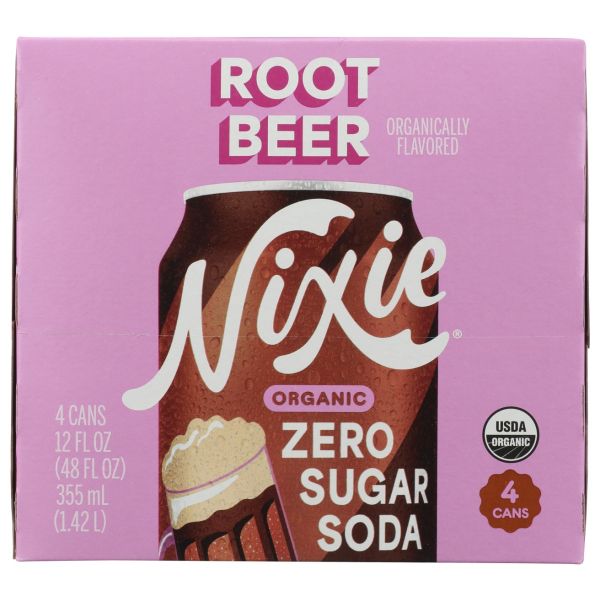 NIXIE: Root Beer Zero Sugar Soda 4 Count, 48 fo