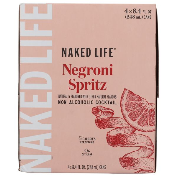 NAKED LIFE: Non Alcoholic Negroni Spritz Cocktail 4 Count, 33.6 fo