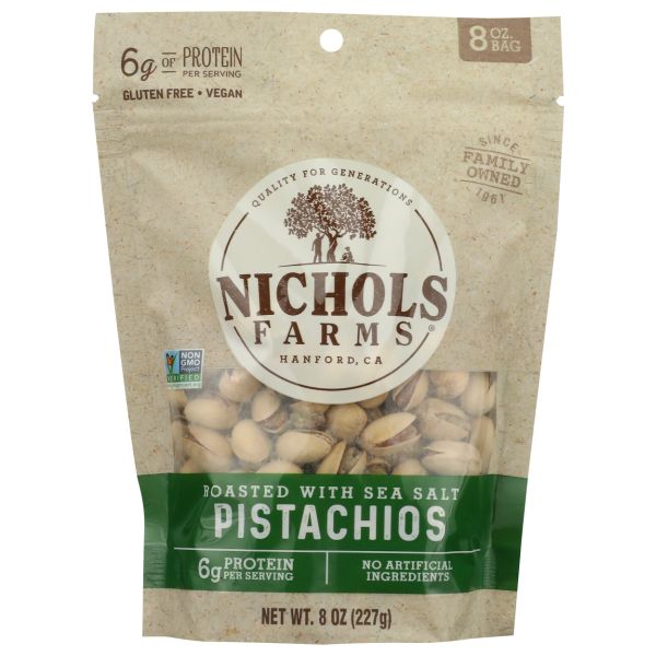NICHOLS FARMS: In Shell Roasted With Sea Salt Pistachios, 8 oz
