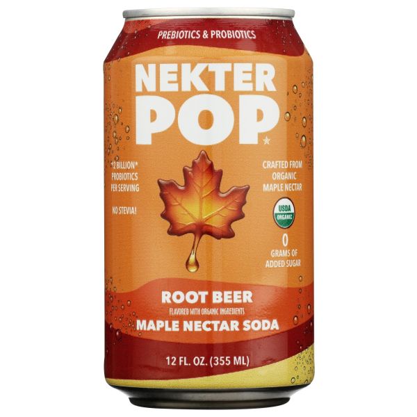 NEKTER POP: Root Beer Maple Nectar Probiotic Soda, 12 fo