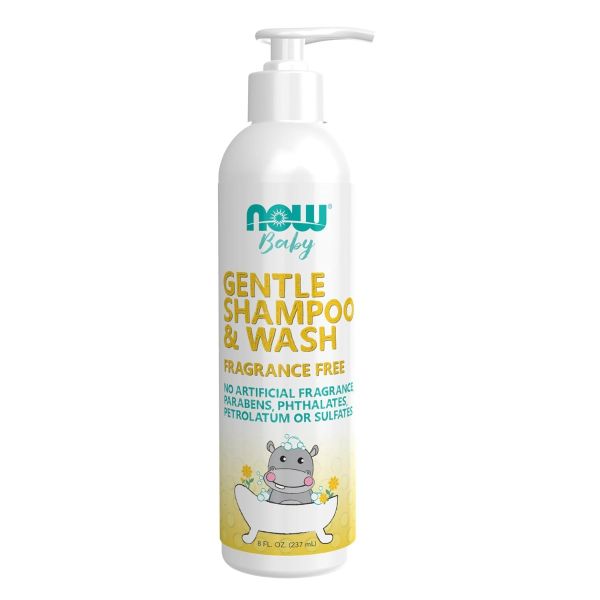 NOW: Gentle Baby Shampoo and Wash Fragrance Free, 8 fo