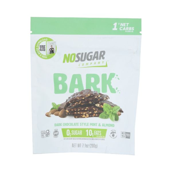 NO SUGAR COMPANY: Dark Chocolate Mint Almonds Bark, 200 gm