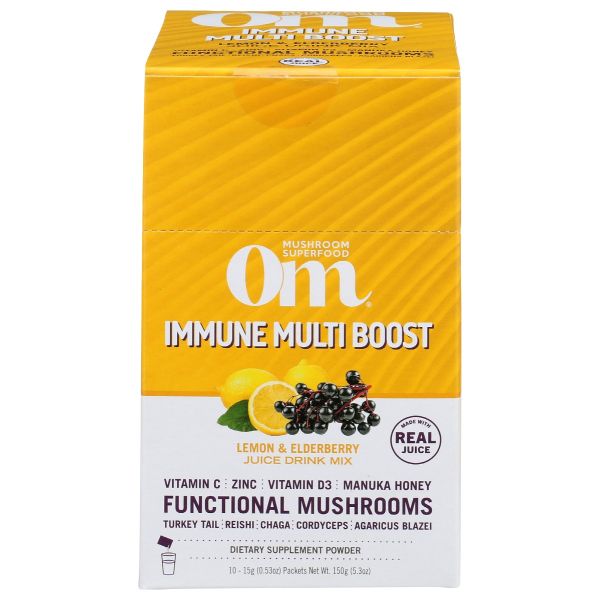 OM MUSHROOMS: Immune Multi Boost Lemon Elderberry, 10 pk