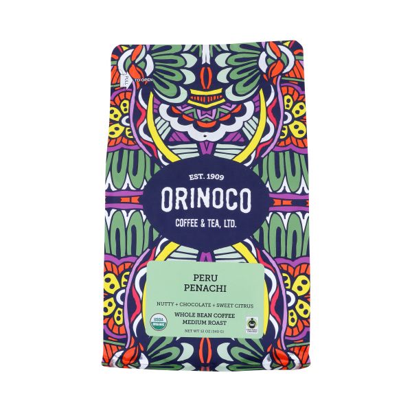 ORINOCO COFFEE TEA: Organic Peru Penachi Coffee Whole Bean, 12 oz