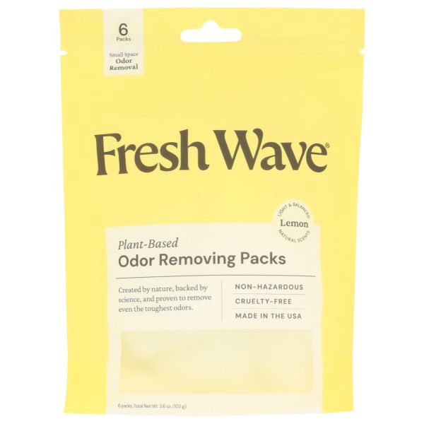 FRESH WAVE: Odor Removing Packs Lemon, 6 pc