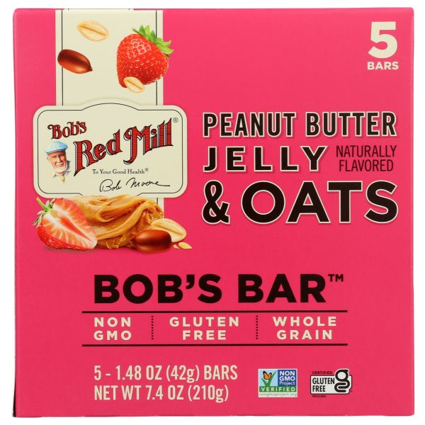 BOBS RED MILL: Peanut Butter Jelly and Oats Bob's Bar 5Pk, 7.4 oz