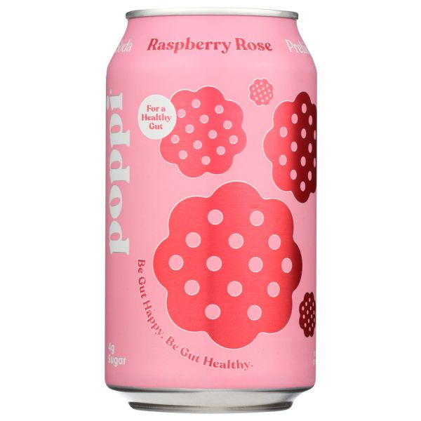 POPPI: Raspberry Rose Prebiotic Soda, 12 fo