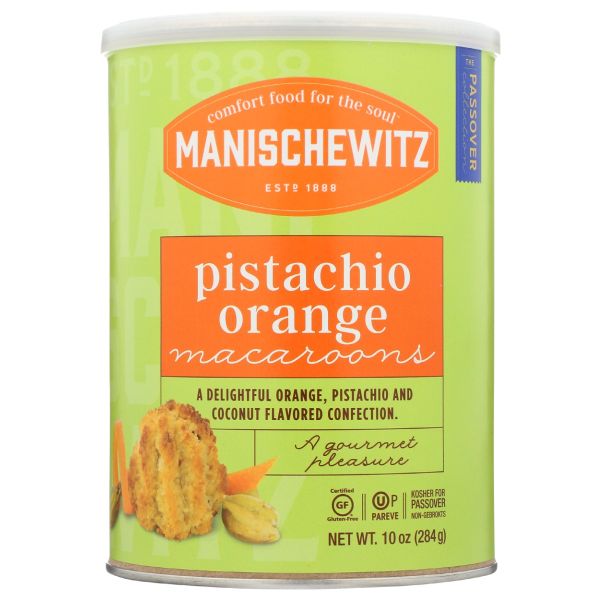 MANISCHEWITZ: Pistachio Orange Macaroons, 10 oz