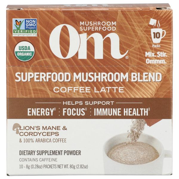 OM MUSHROOMS: Mushroom Coffee Latte Blend, 2.82 oz