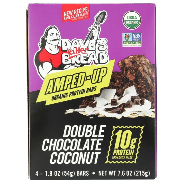 DAVES KILLER BREAD: Amped Up Double Chocolate Coconut Organic Protein Bars, 7.6 oz