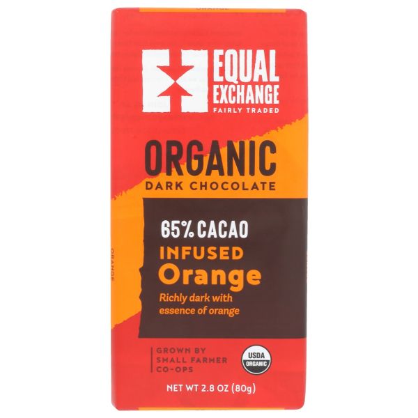 EQUAL EXCHANGE: Organic Dark Chocolate Infused Orange 65 Percent Cacao, 2.8 oz