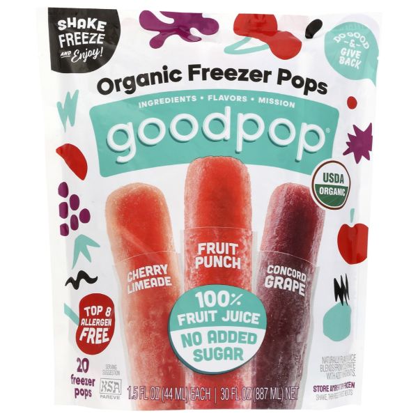 GOODPOPS: Organic Freezer Pops 20Count, 30 fo