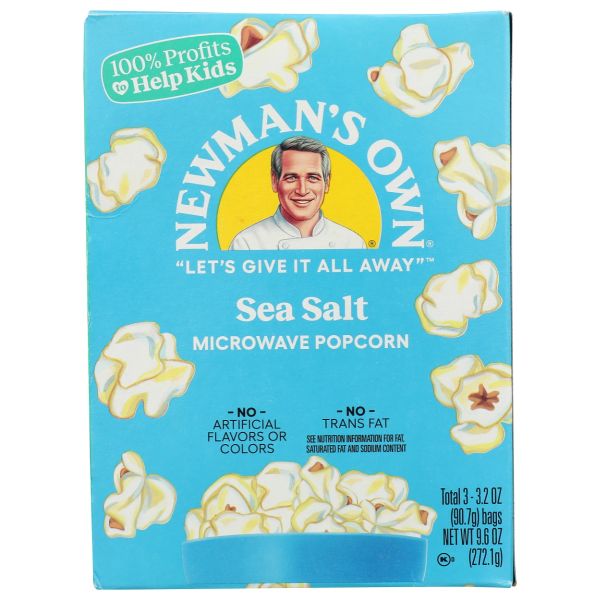 NEWMANS OWN: Sea Salt Microwave Popcorn, 10.5 oz