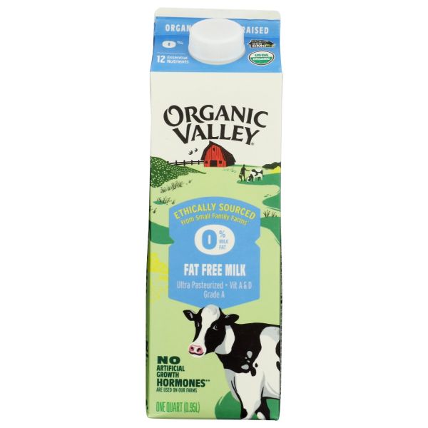 ORGANIC VALLEY: Organic Fat Free Milk Ultra Pasteurized, 32 oz