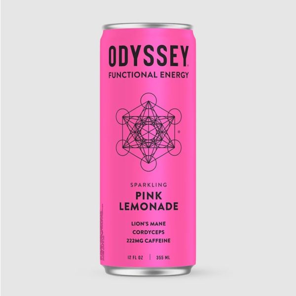 ODYSSEY ELIXIR: Sparkling Pink Lemonade Energy Drink, 12 fo