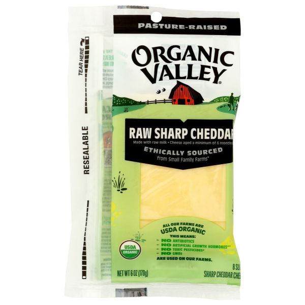 ORGANIC VALLEY: Raw Sharp Cheddar Slices, 6 oz