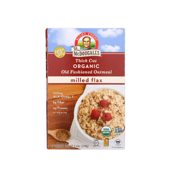 DR MCDOUGALLS: Thick Cut Organic Old Fashioned Oatmeal Milled Flax, 8.4 oz
