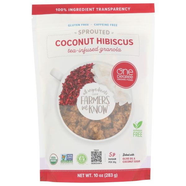 ONE DEGREE: Sprouted Coconut Hibiscus Granola, 10 oz