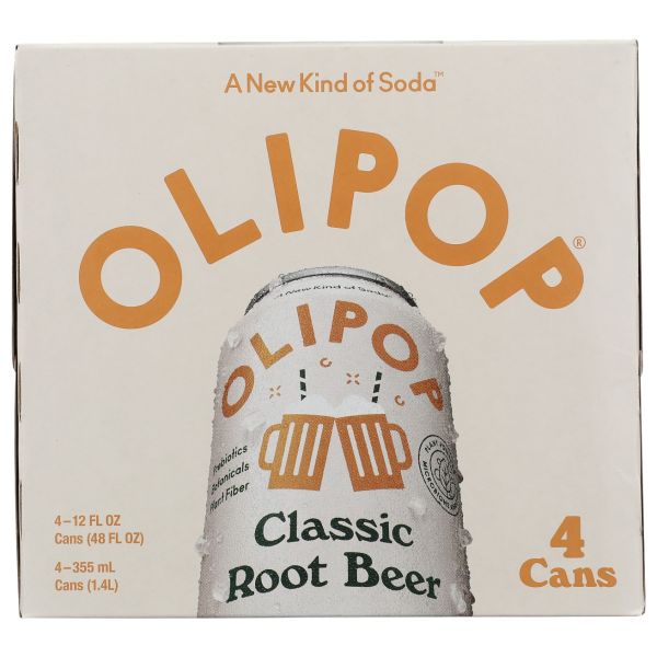 OLIPOP: Classic Root Beer Soda 4 Count, 48 fo