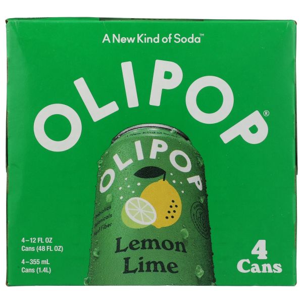 OLIPOP: Lemon Lime Soda 4 Count, 48 fo