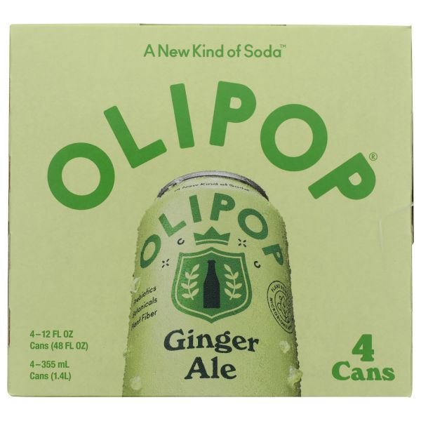 OLIPOP: Ginger Ale Soda 4 Count, 48 fo
