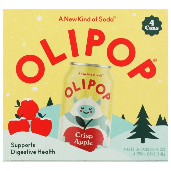 OLIPOP: Crisp Apple Soda 4 Count, 48 fo