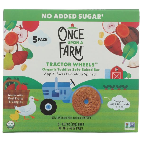 ONCE UPON A FARM: Apple Sweet Potato and Spinach Tractor Wheels, 3.35 oz