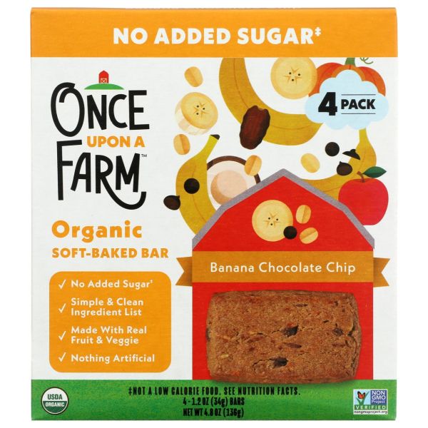 ONCE UPON A FARM: Banana Chocolate Chip Soft Baked Bar 4 Count, 4.8 oz