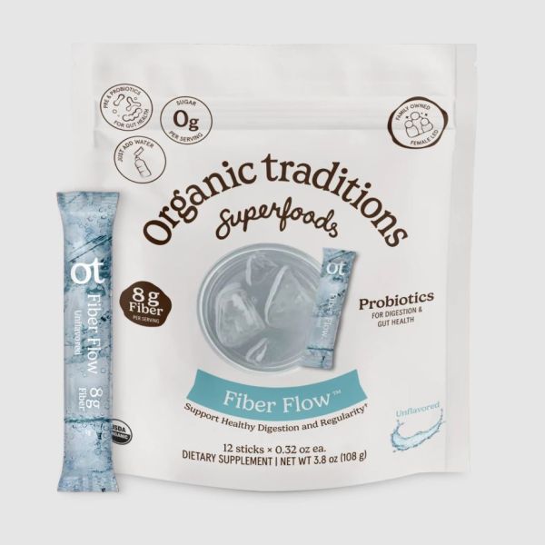 ORGANIC TRADITIONS: Fiber Flow Unflavored 12 Count, 4.1 oz
