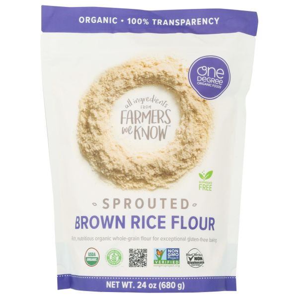 ONE DEGREE: Flour Brown Rice Sprouted Organic, 24 oz
