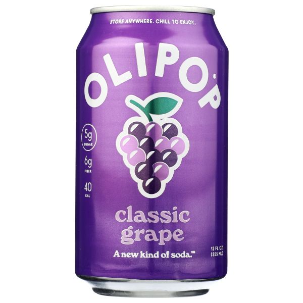 OLIPOP: Classic Grape Prebiotic Soda, 12 fo