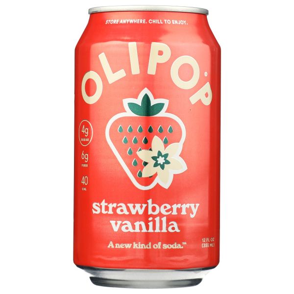 OLIPOP: Strawberry Vanilla Prebiotic Soda, 12 fo
