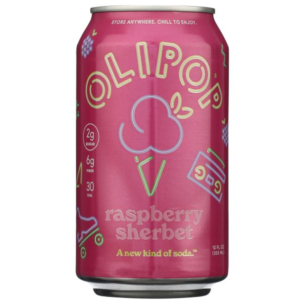 OLIPOP: Raspberry Sherbet Prebiotic Soda, 12 fo