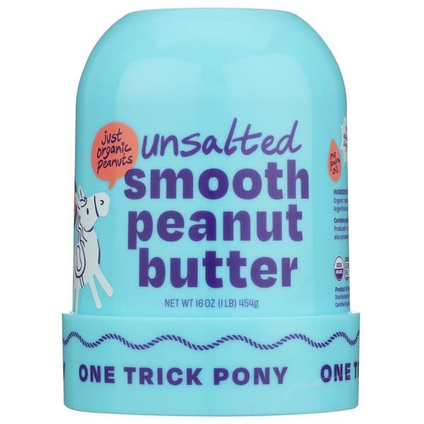 ONE TRICK PONY: Organic Unsalted Smooth Peanut Butter, 16 oz