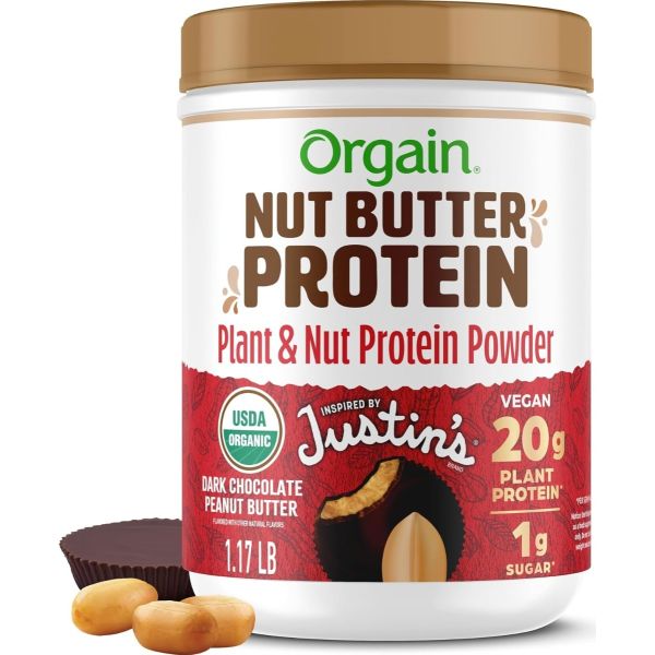 ORGAIN: Nut Butter Protein Powder Dark Chocolate Peanut Butter, 18.7 oz
