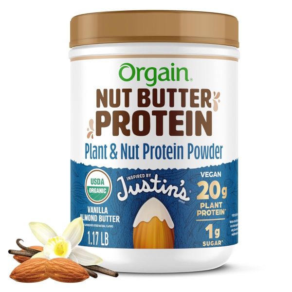 ORGAIN: Nut Butter Protein Powder Vanilla Almond Butter, 18.7 oz