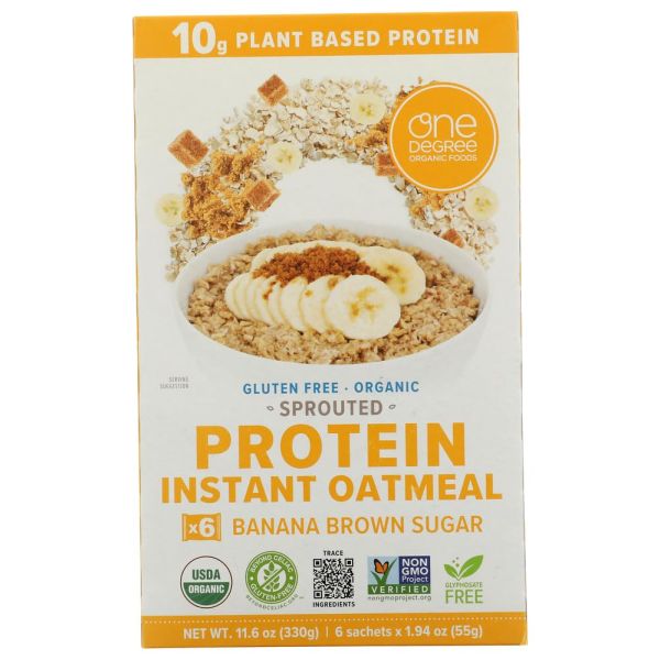 ONE DEGREE: Banana Brown Sugar Protein Oatmeal, 11.6 oz