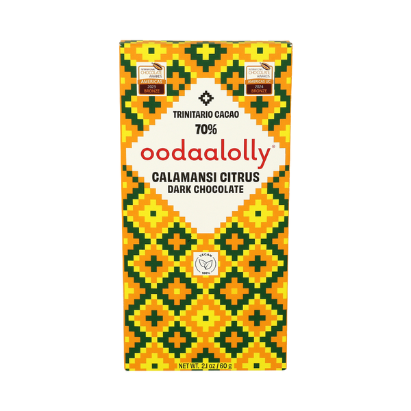 OODAALOLLY: Calamansi Citrus Dark Chocolate Bar, 2.1 oz