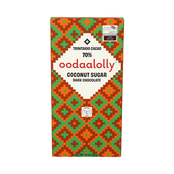 OODAALOLLY: Coconut Sugar Dark Chocolate Bar, 2.1 oz