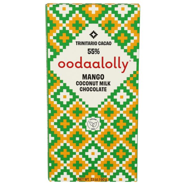 OODAALOLLY: Mango Coconut Milk Chocolate Bar, 2.1 oz