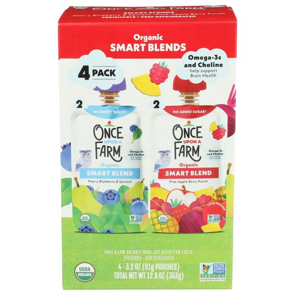 ONCE UPON A FARM: Peary Blueberry Spinach and Pineapple Berry Punch 4 Count, 12.8 fo