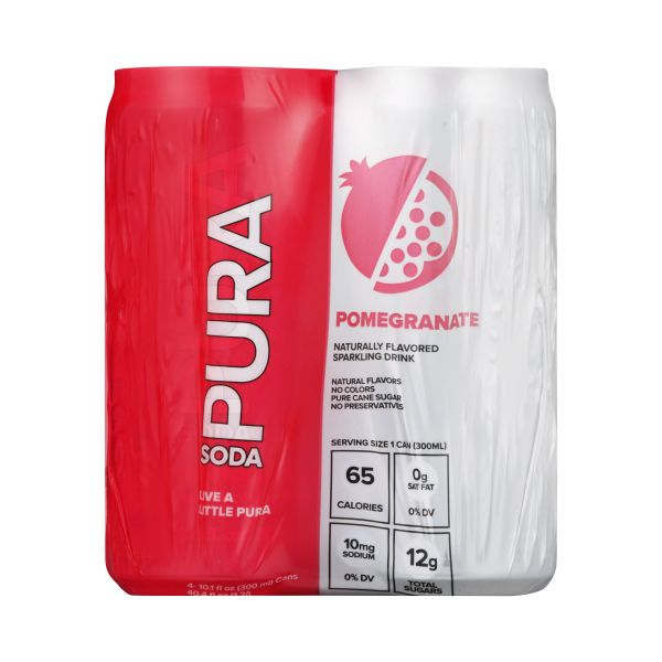 PURA SODA: Soda Pomegranate 4Pk, 40.4 fo