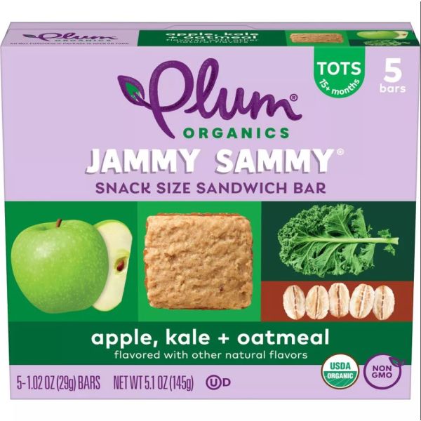 PLUM ORGANICS: Jammy Sammy Apple Kale Bars, 5.1 oz