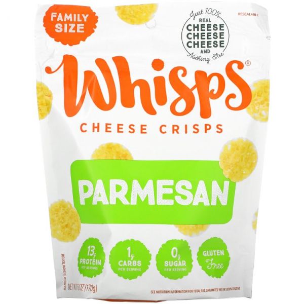 WHISPS: Parmesan Cheese Crisps Family Size, 6 oz