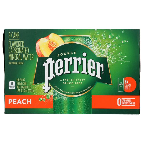 PERRIER: Peach Sparkling Water 8Pk, 89.2 fo