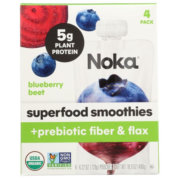 NOKA: Blueberry Beet Superfood Smoothie Prebiotic Fiber 4Pk, 16.9 oz