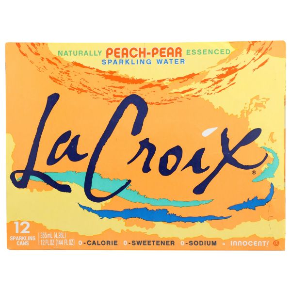 LA CROIX: Peach Pear Sparkling Water 12Pk, 144 fo