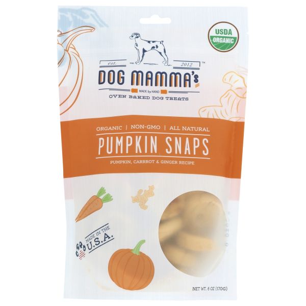 DOG MAMMAS: Organic Pumpkin Snaps Dog Treats, 6 oz
